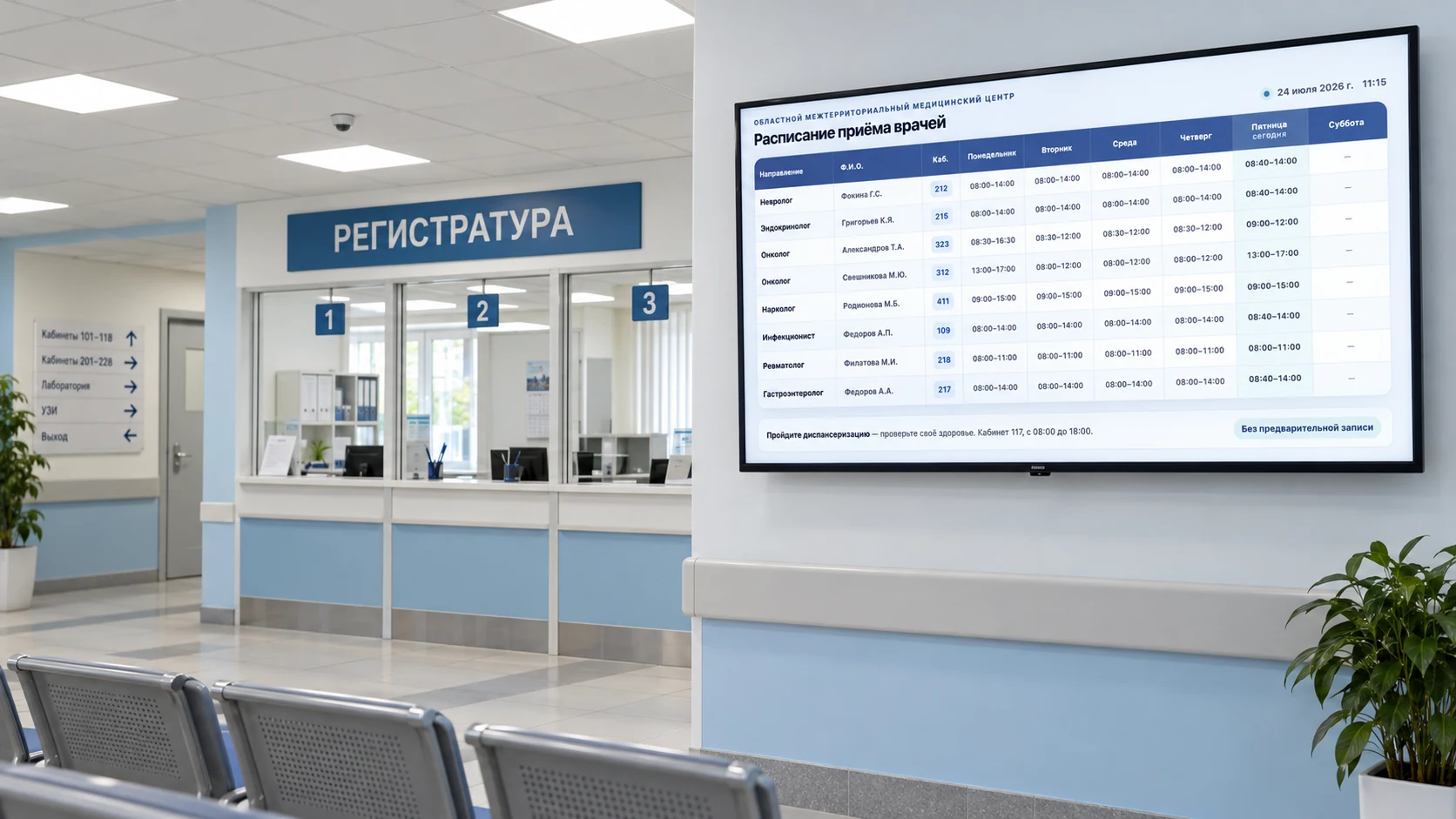 Личный кабинет администратора с табличным интерфейсом управления расписанием